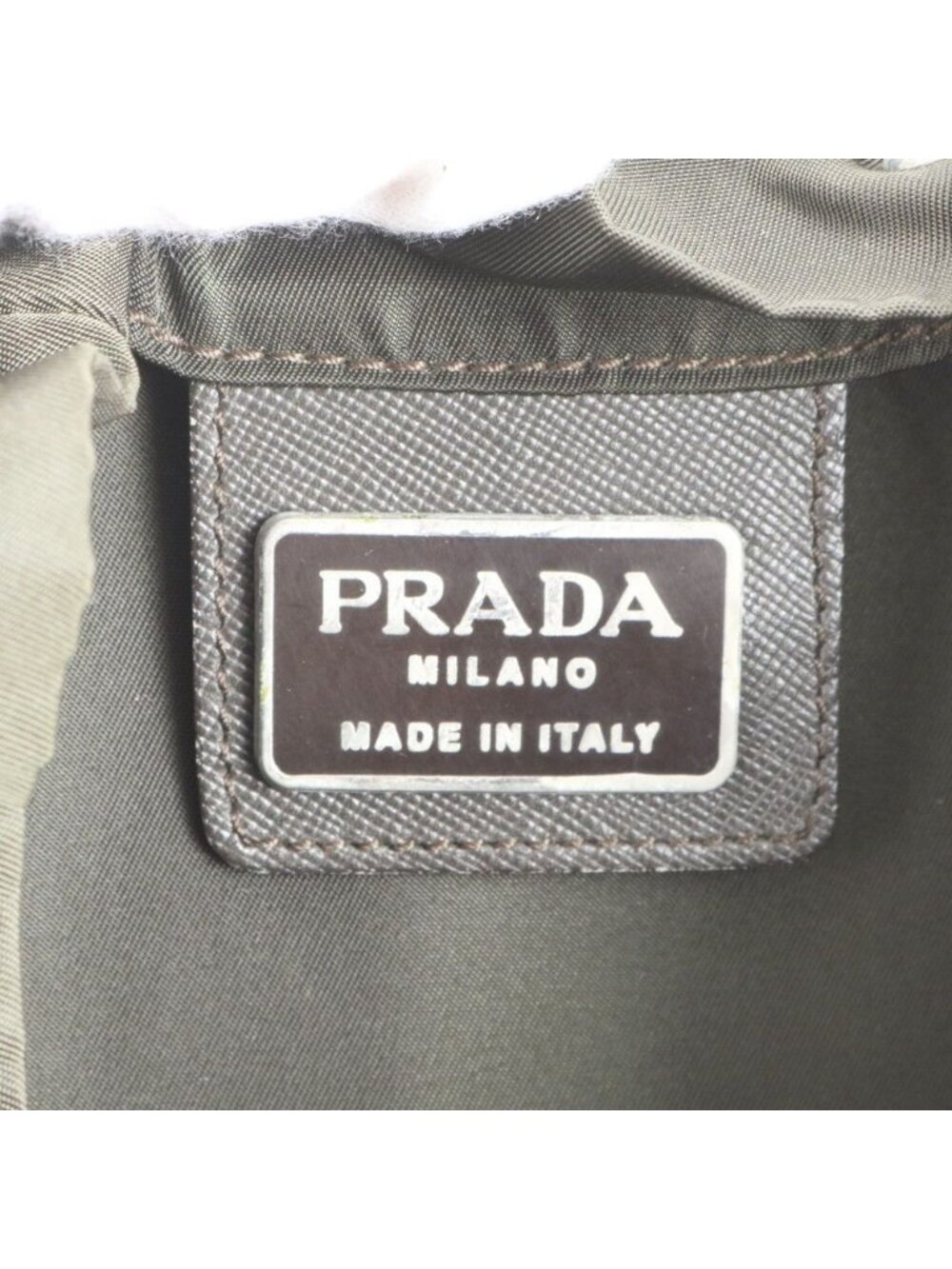 Prada Tessuto Nylon Triangle Logo Khaki Backpack Shoulder Bag - Picture 9 of 10